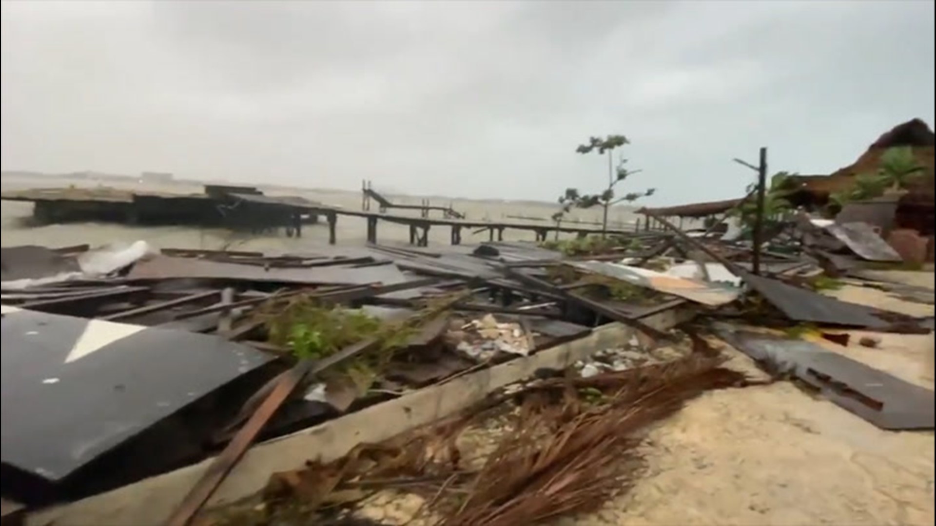 Wind damage from Hurricane Delta in Cancun