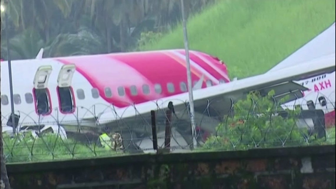 Plane wreckage after deadly crash landing in India