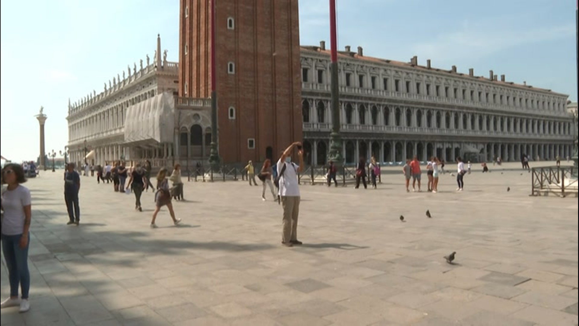 With Italy reopening to European travelers, people walked around  St. Mark's Square in Venice on June 3, snapping photos and enjoying the sights.