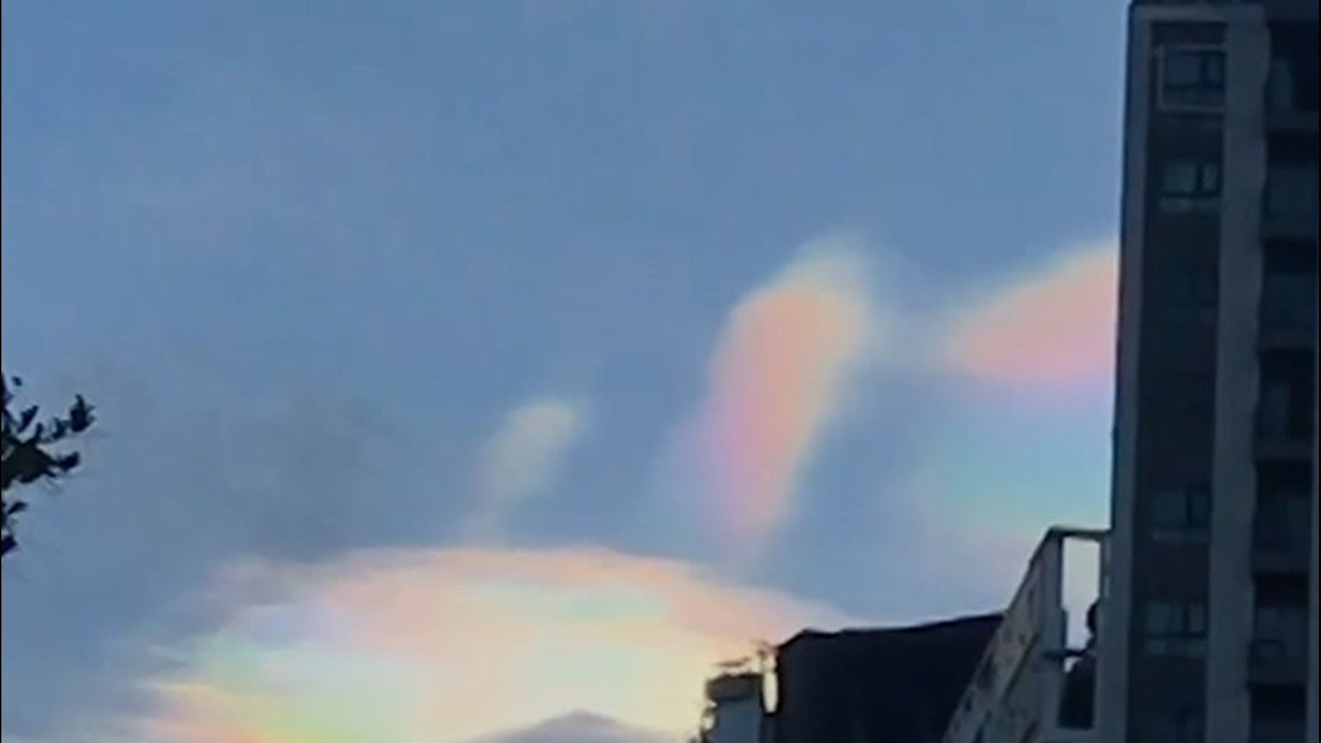 The clouds over Bangkok, Thailand, were colorful on June 2, as a weather phenomenon known as cloud iridescence caused rainbows in the clouds.
