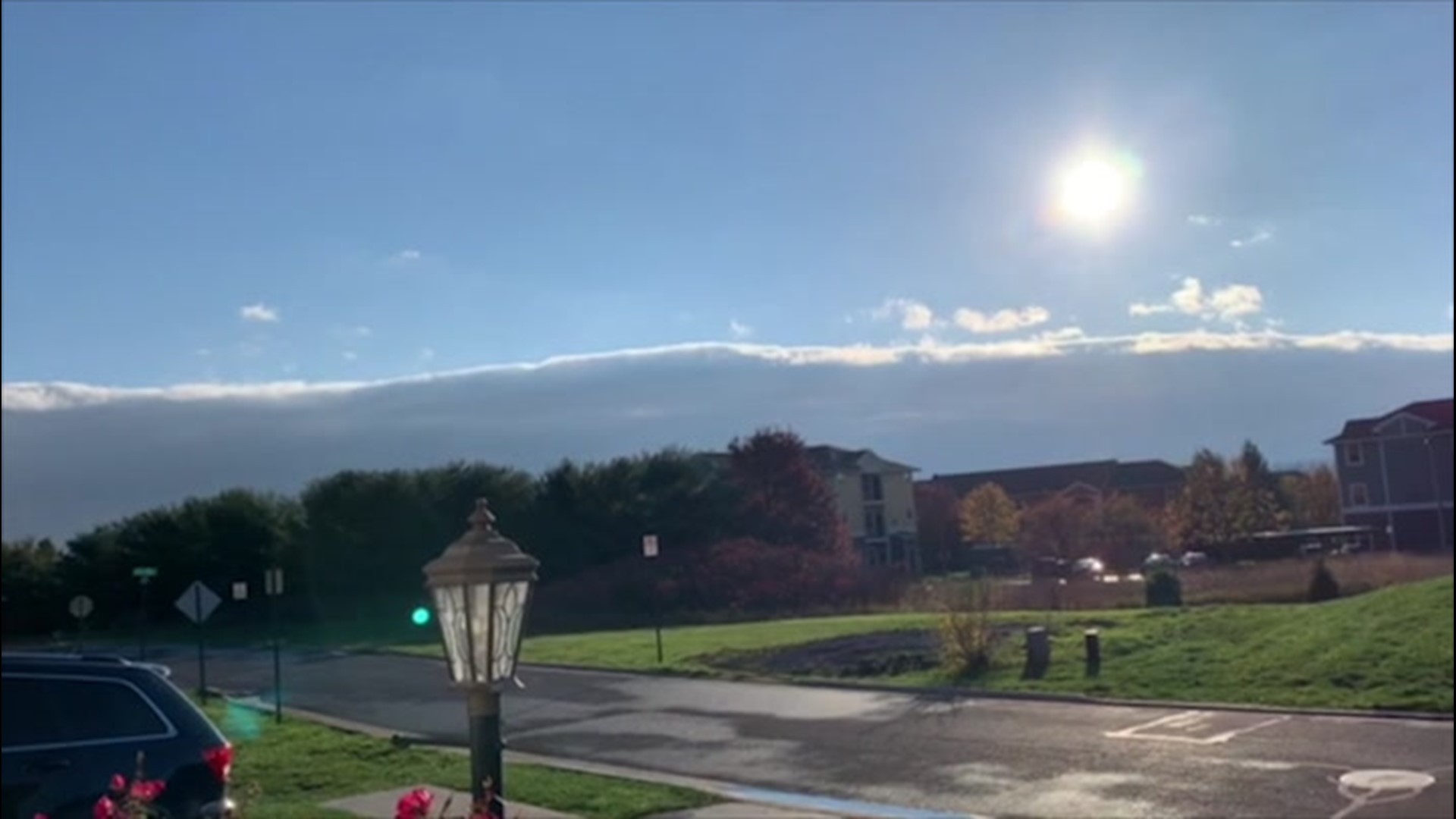 A shelf cloud loomed ominously above State College, Pennsylvania, on Saturday, Oct. 31.