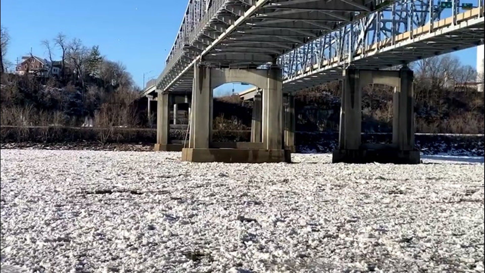 On Feb. 23, rising temperatures lead the ice in the Missouri River to melt and clear up jams throughout the waters in Jefferson City, Missouri.