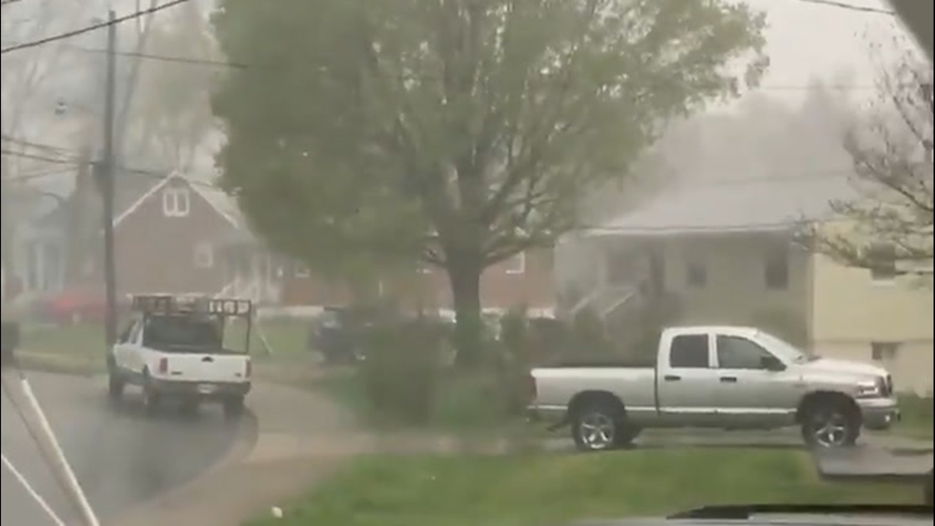Storms moving through Virginia brought sheets of rain and wind to this neighborhood in Manassas on April 7.