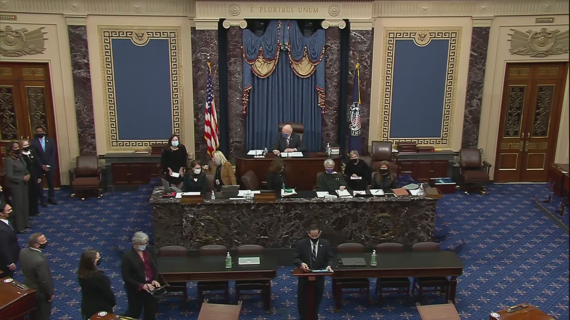 House impeachment managers deliver an article of impeachment for "incitement of insurrection" against former President Donald Trump to the Senate.