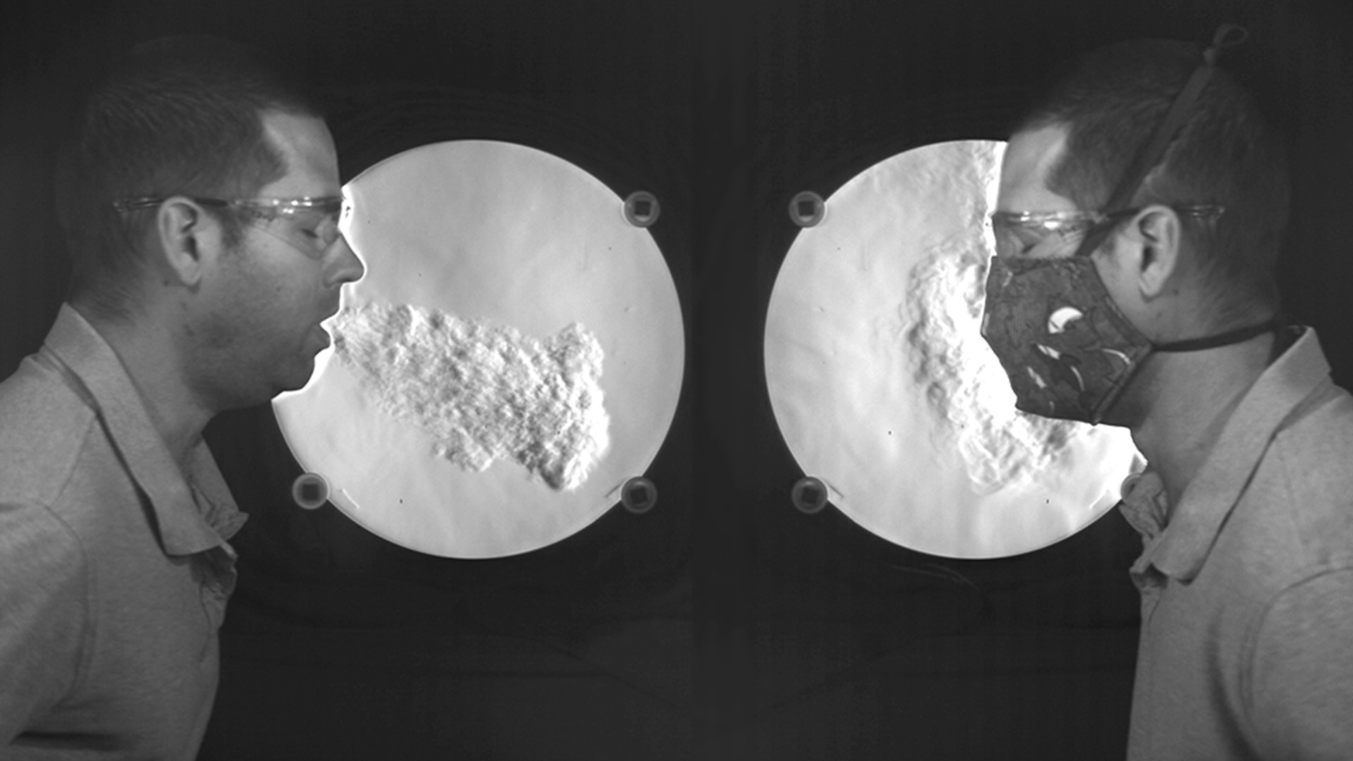 Matthew Staymates, a fluid dynamicist and mechanical engineer at the National Institute of Standards and Technology, shows how air flows during a cough or sneeze.