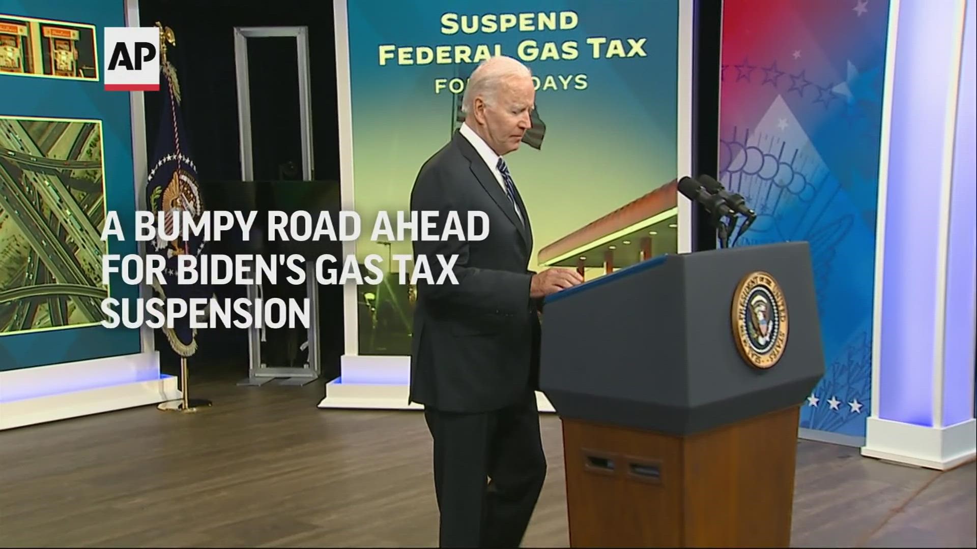 WATCH: Biden is urging Congress to suspend federal gasoline and diesel taxes for 3 months, but lawmakers have expressed skepticism.