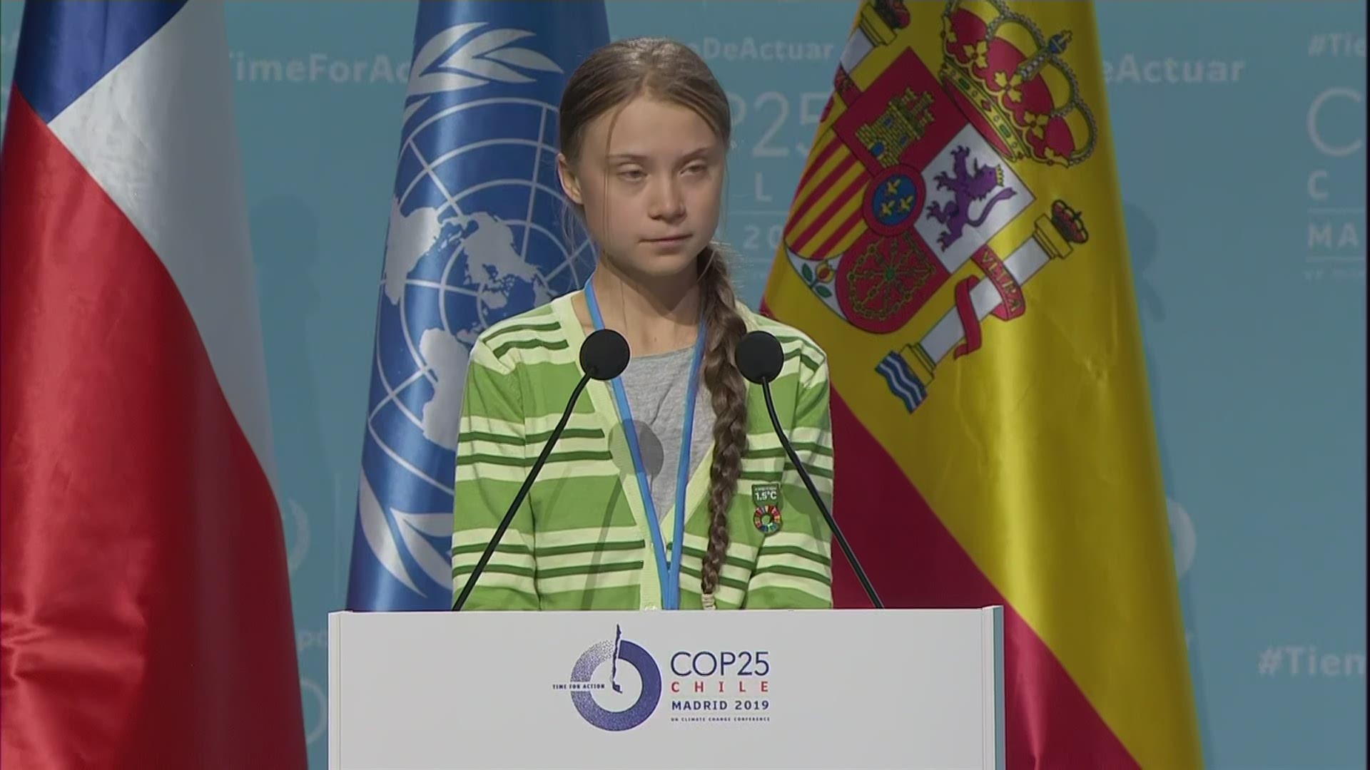 Swedish activist Greta Thunberg said that 'we no longer have time to leave out the science,' as she gave a speech at the U.N. global climate conference in Madrid on