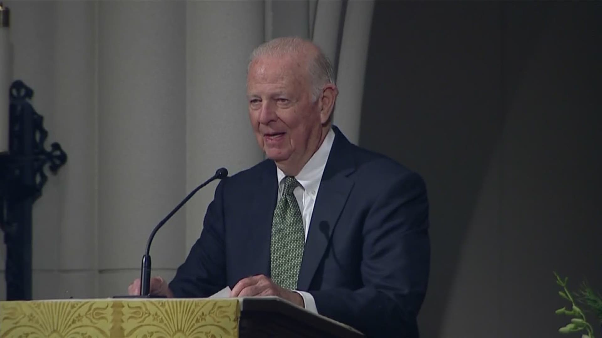 Former Secretary of State James Baker began his eulogy of his longtime friend George H.W. Bush with an apology.