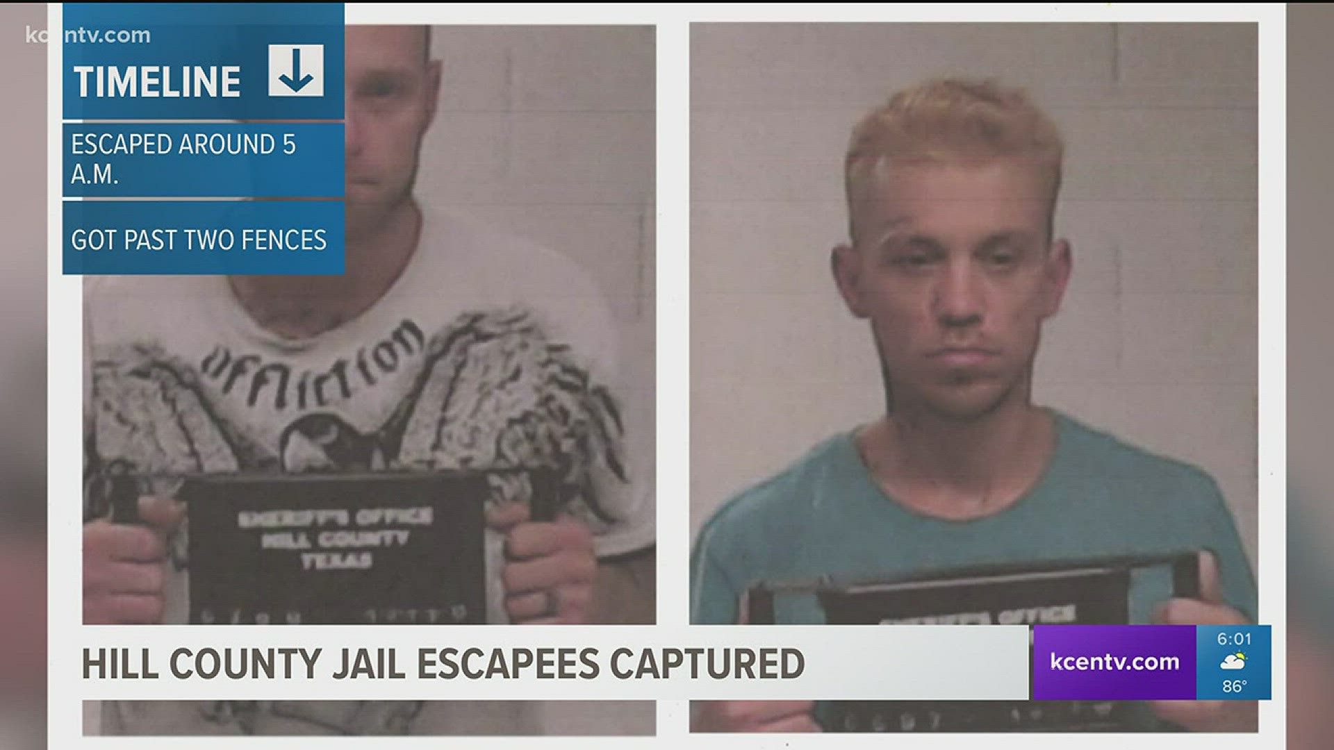 Two inmates escape, captured shortly after.