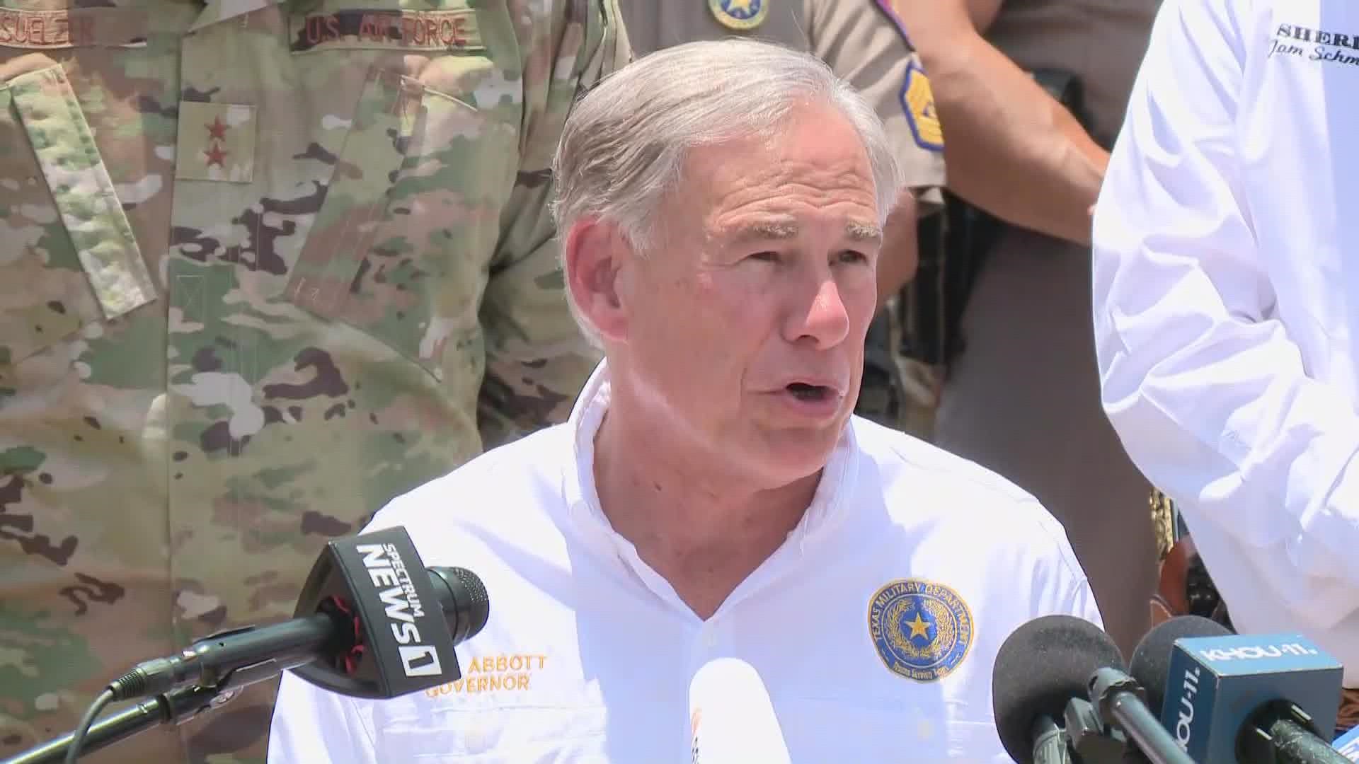 The governor was joined in Eagle Pass by top Texas public safety and military officials.