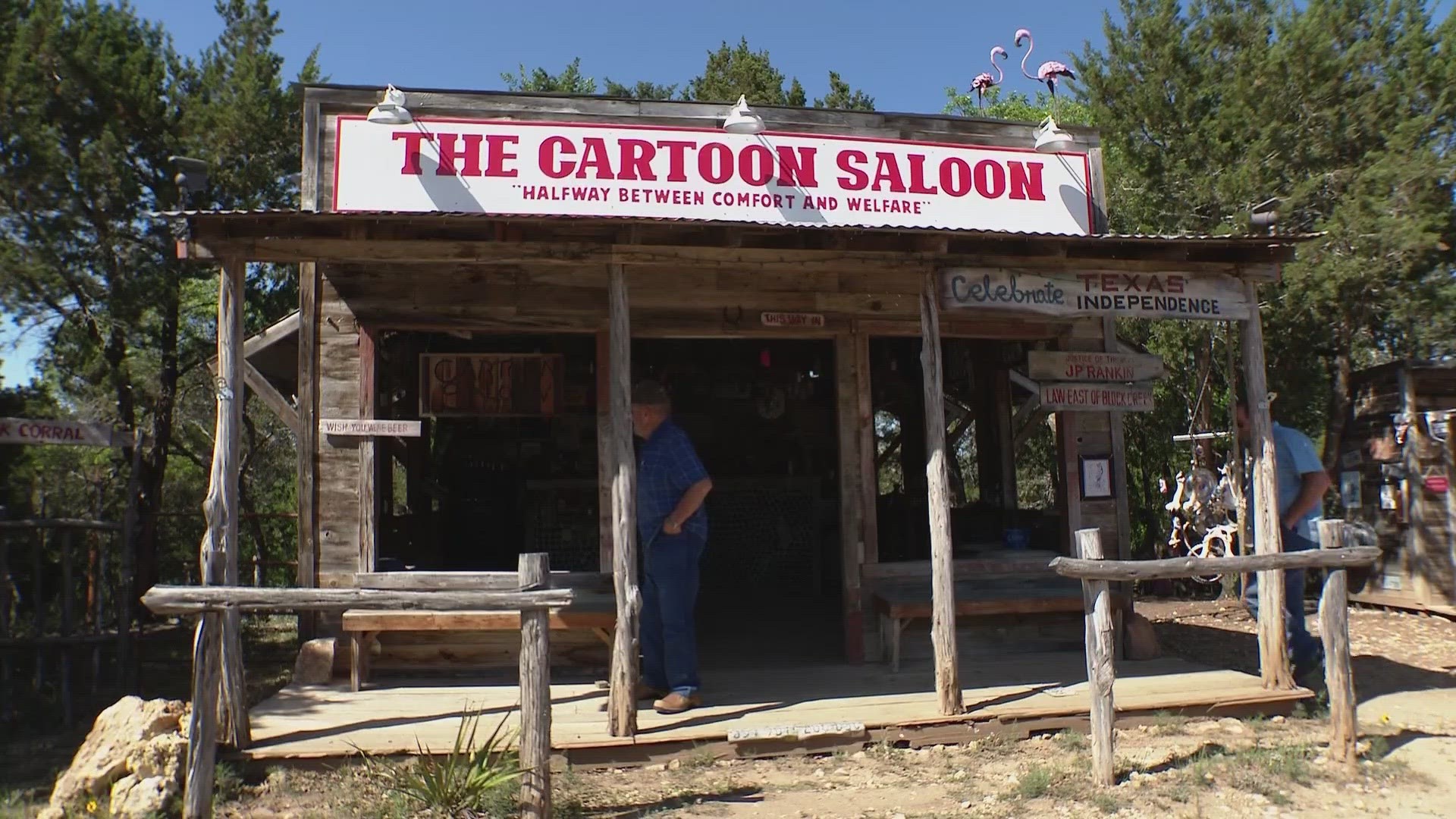 Halfway between Comfort and Welfare, a group of friends built a saloon where if you bring your own beer, your beer's free.