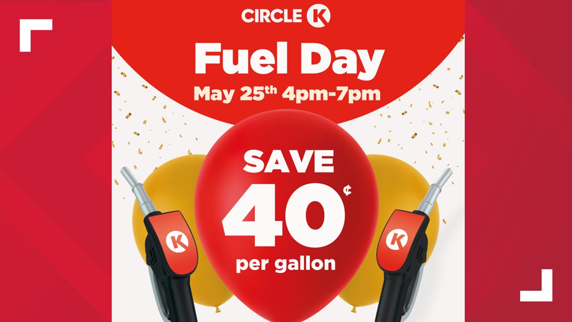 Save 40 cents off the price of gas Thursday at Circle K