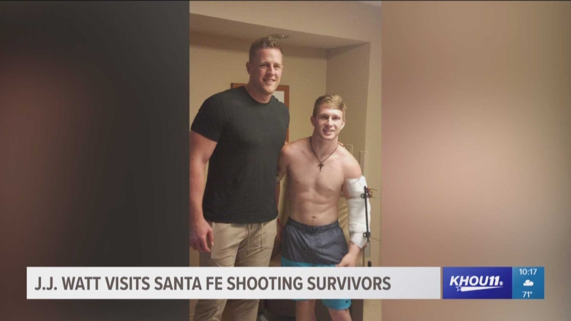 Some of the Santa Fe shooting survivors are getting a much-needed pick-me-up with a visit from one of Houston's heroes.