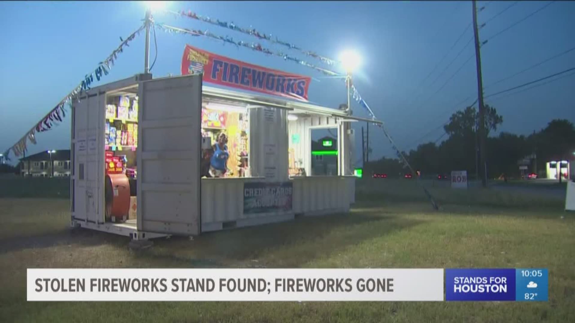 The container has been found but the fireworks are gone.