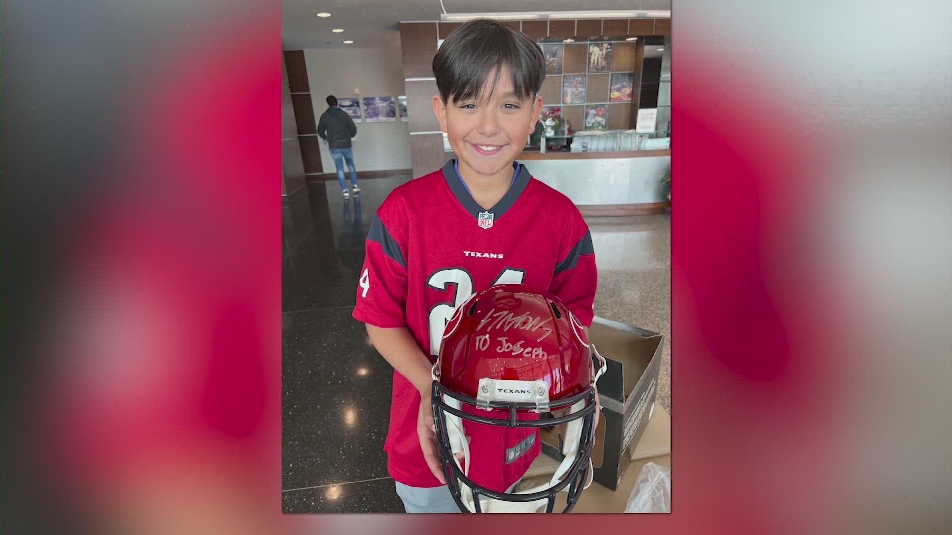 Every fan has their favorite piece of gear. For 11-year-old Joseph Rodriguez, that was a Battle Red Texans helmet.