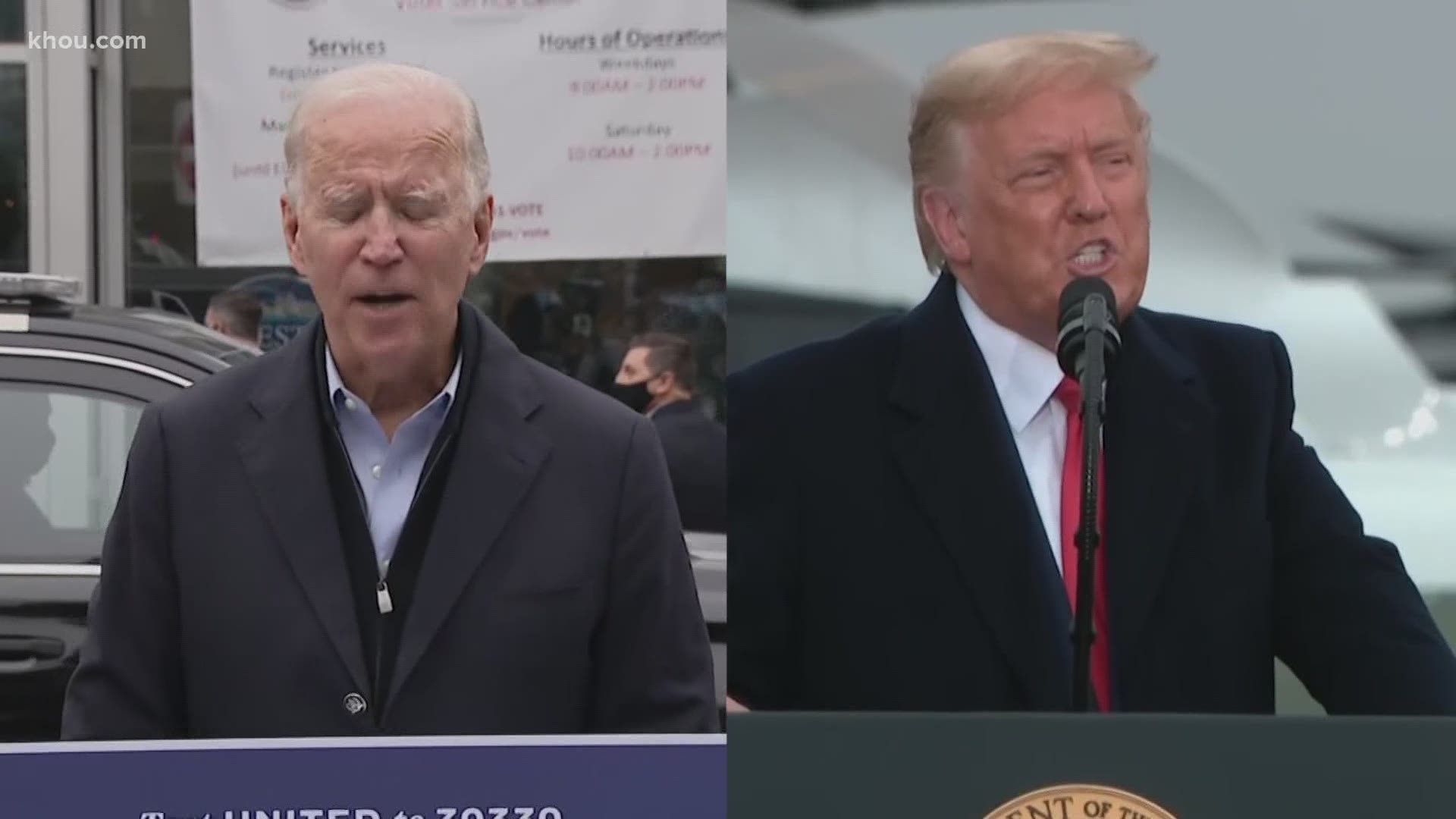 A day after one poll showed Joe Biden up 3 points, new polling shows President Donald Trump with a narrow lead with eight days to go until Election Day.