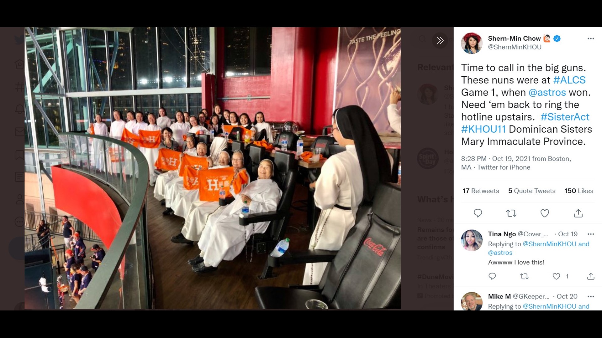 Mattress Mack introduce some new good luck charms for the Houston Astros: Nuns from the Dominican Sister of Mary Immaculate Province.