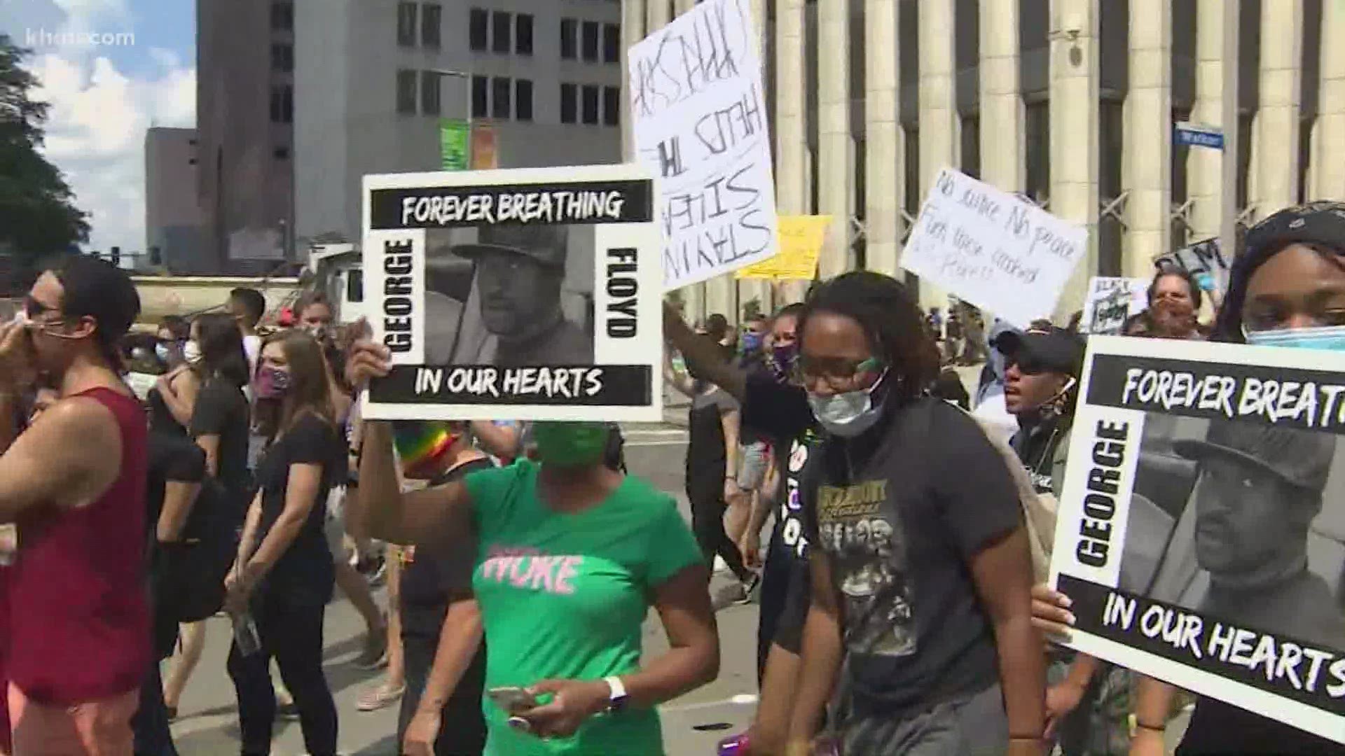 Though there were some tense moments in downtown Houston on Tuesday, police said much of the march was peaceful.