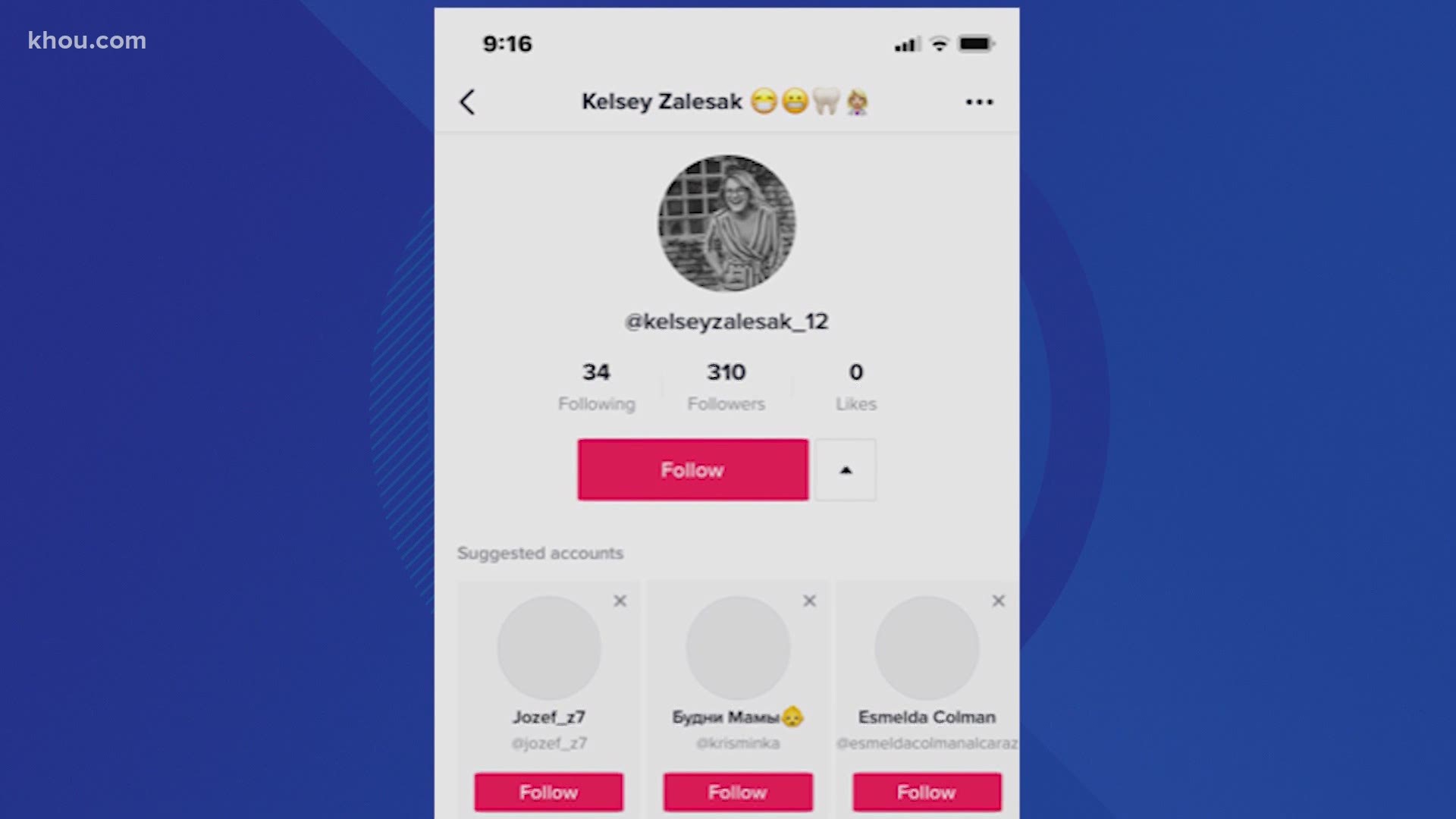 Fake TikTok profile of Houston woman