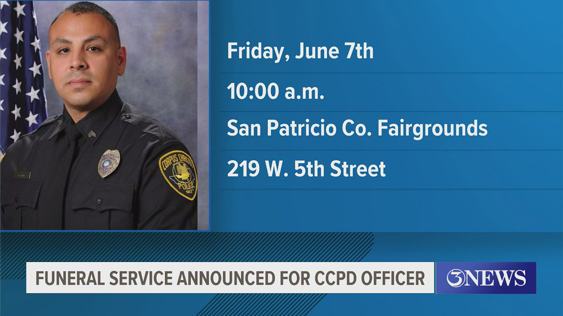 The service will take place Friday at 10 a.m. at the San Patricio Fairgrounds in Sinton.