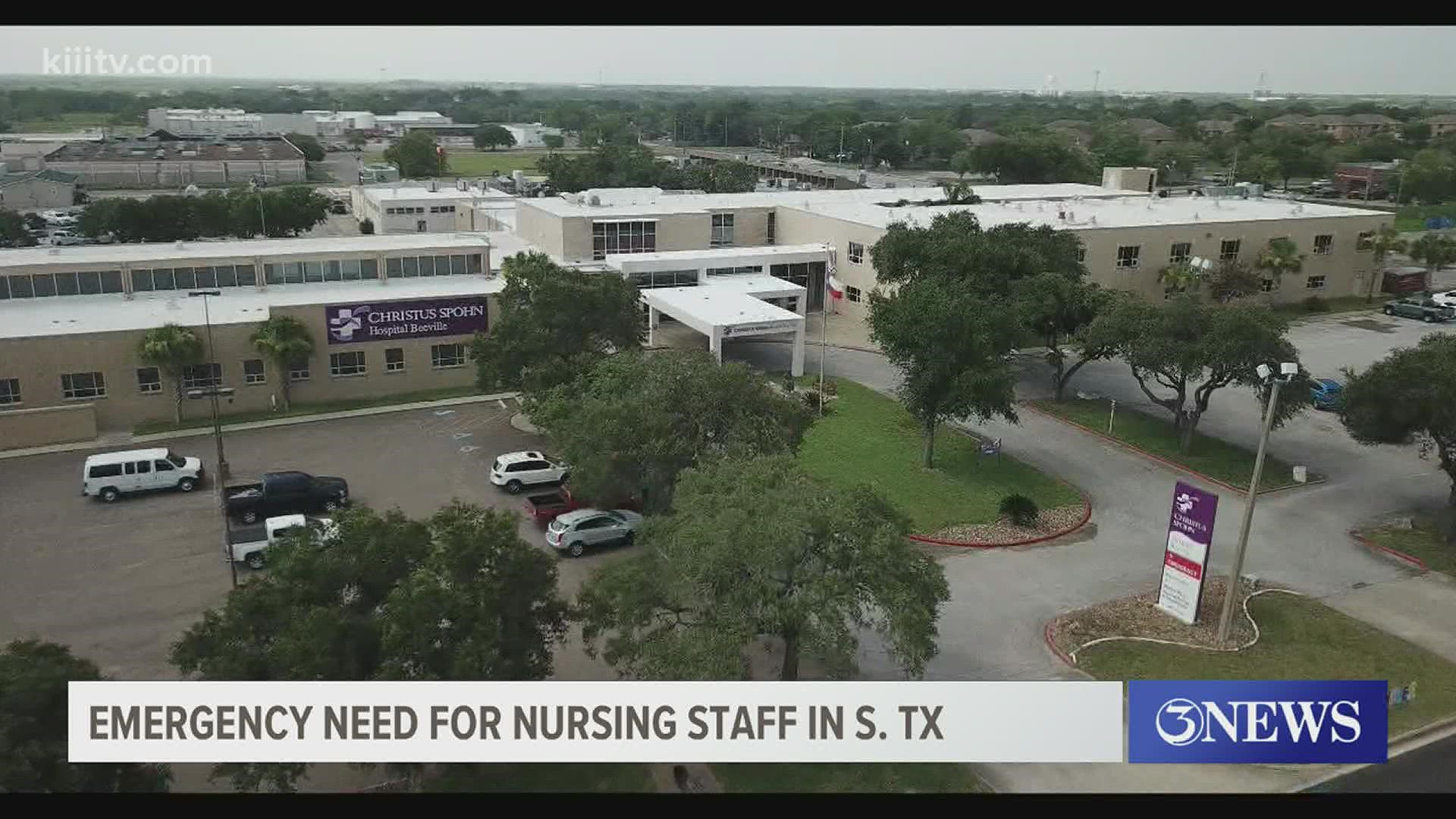 3News spoke with Nueces County Judge Barbara Canales and Kleberg County Judge Rudy Madrid about the need for nurses.