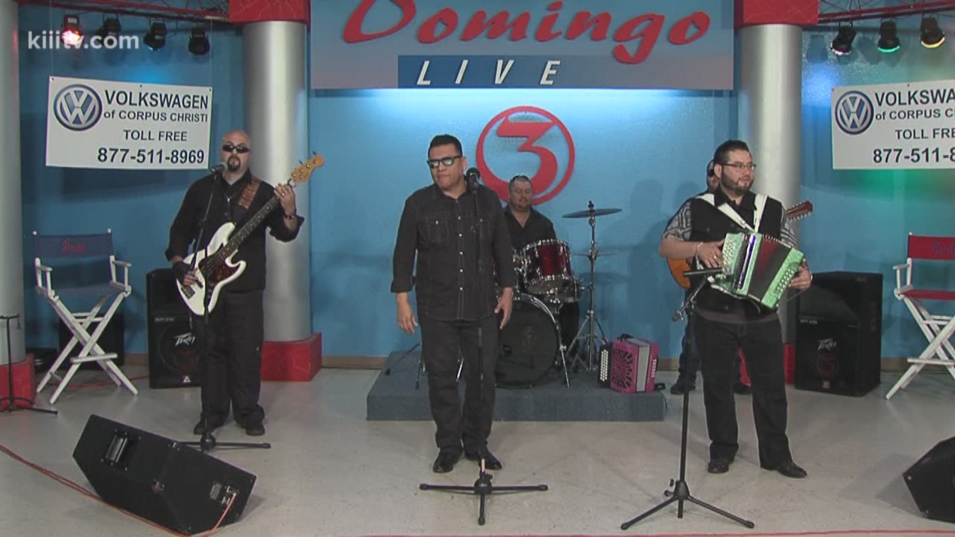 Local Conjunto Band from Corpus Christi, Tremendos Cinco, performing "El Cobarde" on Domingo Live.