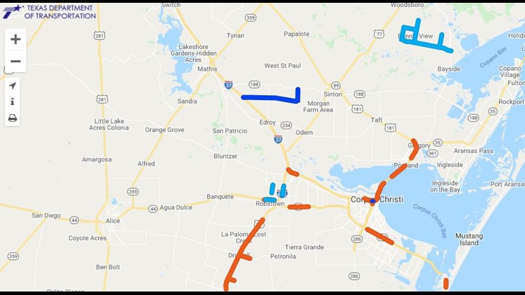 Texas Road Closures Map Flooded Roads In South Texas | Kiiitv.com