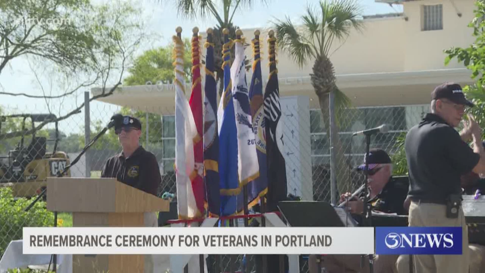 The event to commemorate the veterans was held in front of the Portland police department.