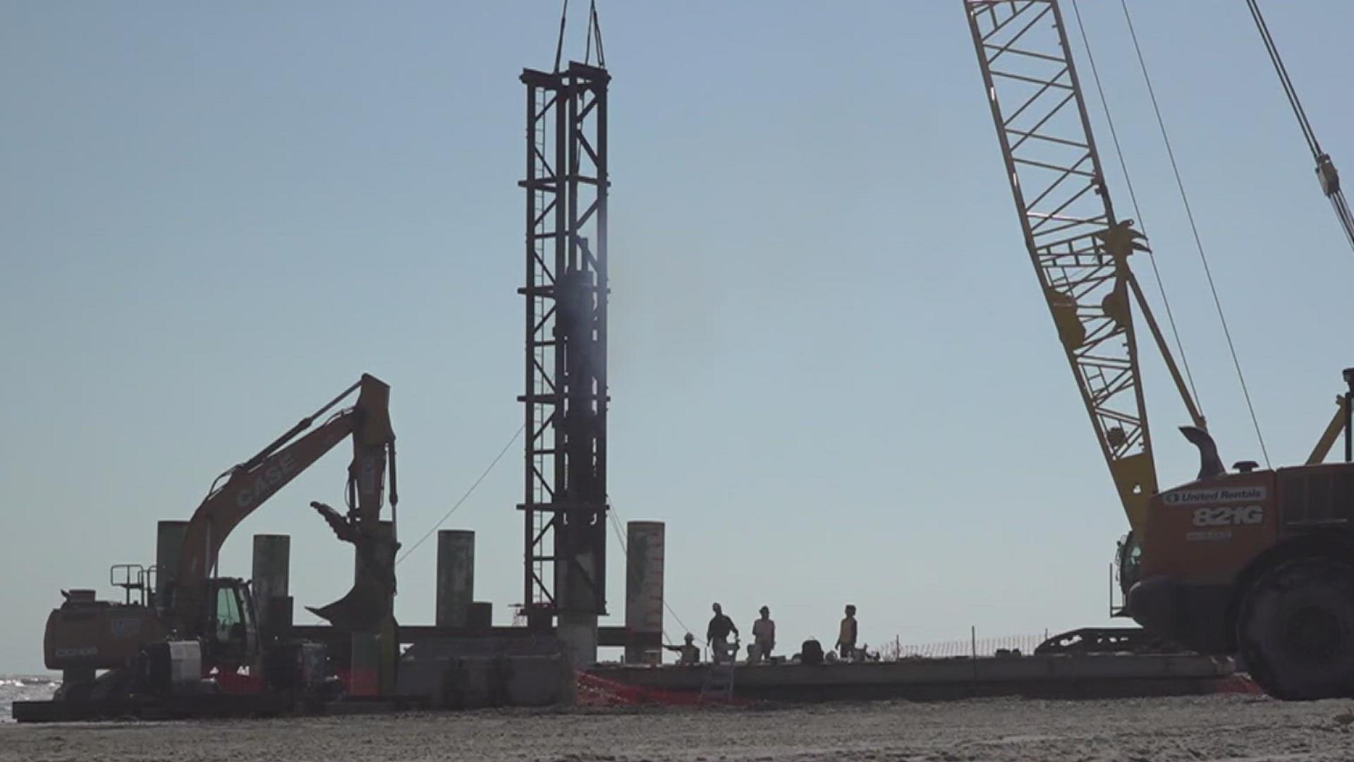 Right now crews are working to build a trestle, an important tool in the pier's building process, according to project officials.