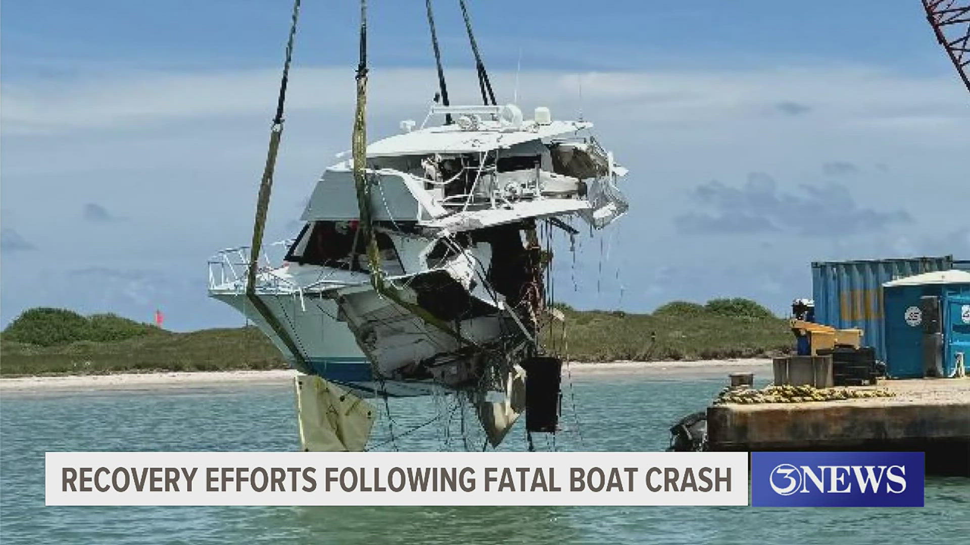 Justin Nesloney and his brother Austin, owners and operators of U.S. Towboat Port Aransas, worked to recover the boat from the channel.