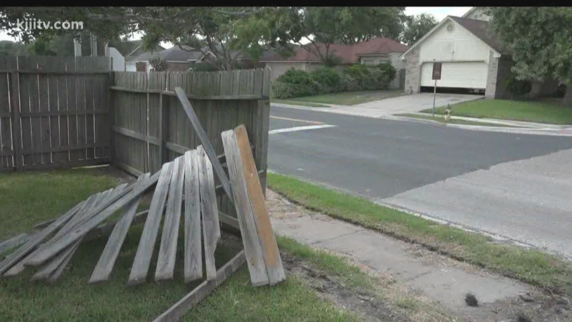 A homeowner is cleaning up the damage after someone crashed into her fence destroying it and a school zone speed limit sign on Emelie Circle near Aaron Drive and Weber. 