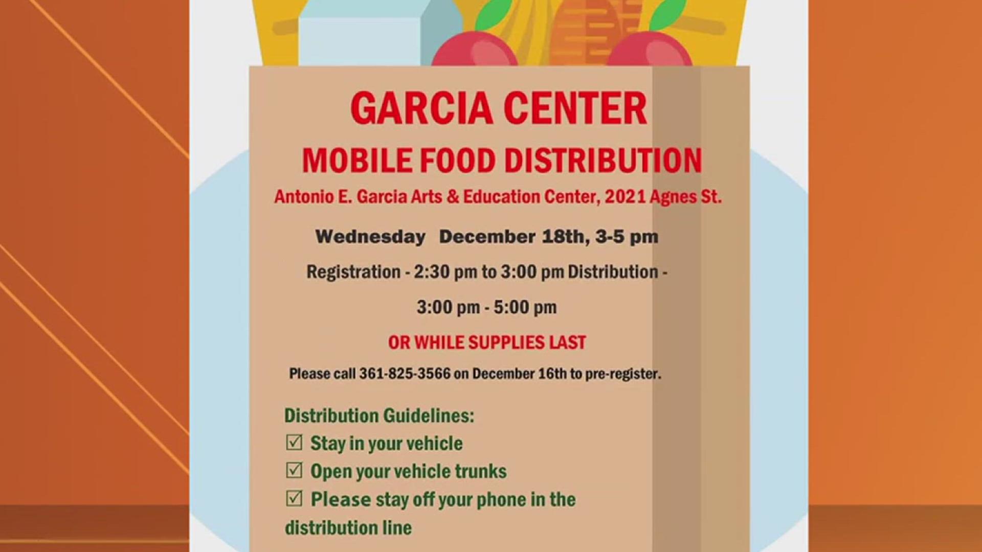 The mobile food distribution will take place Wednesday from 3-5 p.m.