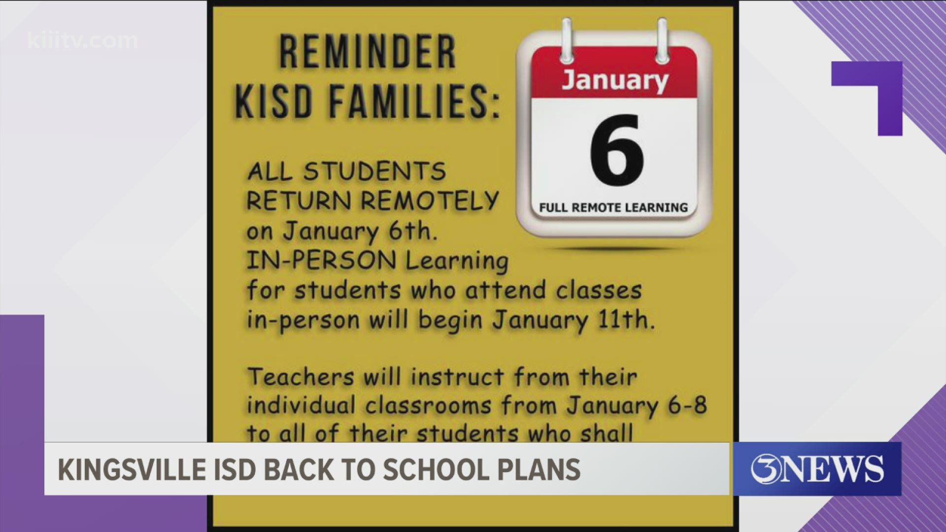 The district reminding families about post holiday plans.