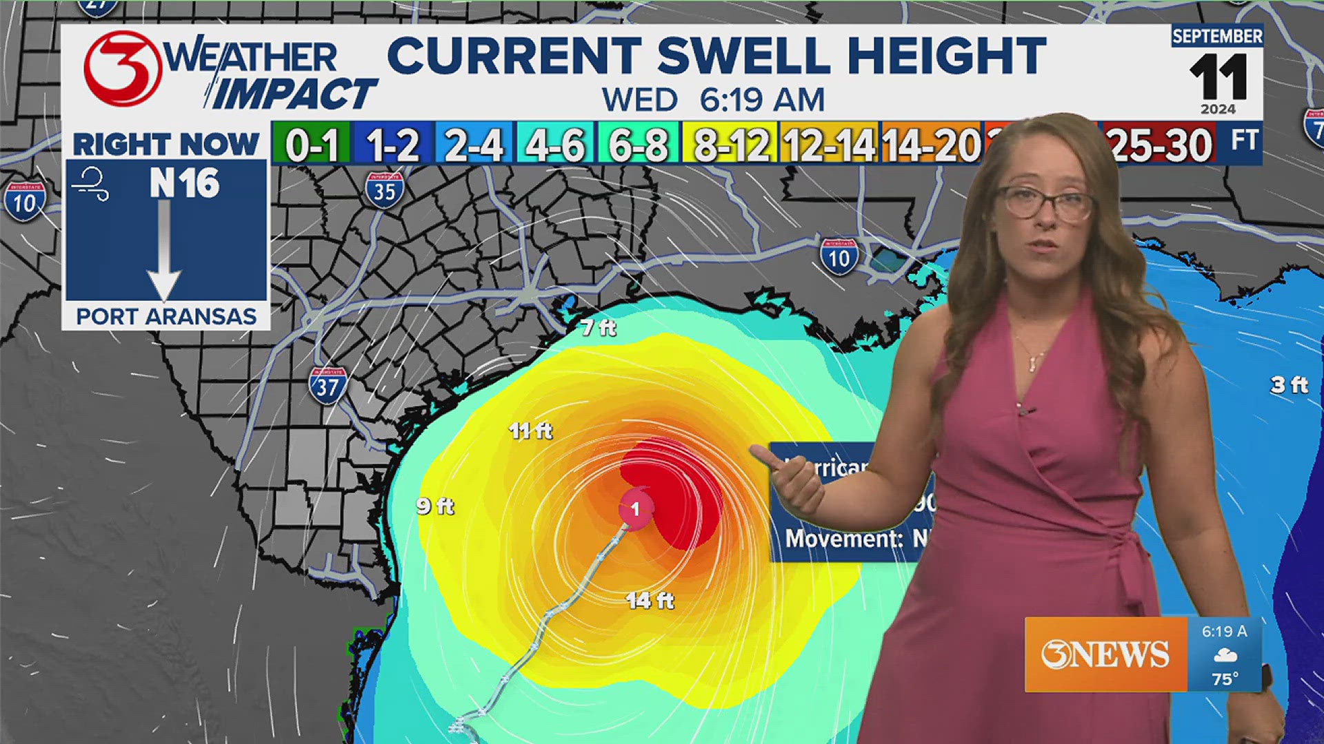 High rip current risk and a Weather Impact Alert Day for dangerous beach conditions on Wednesday.