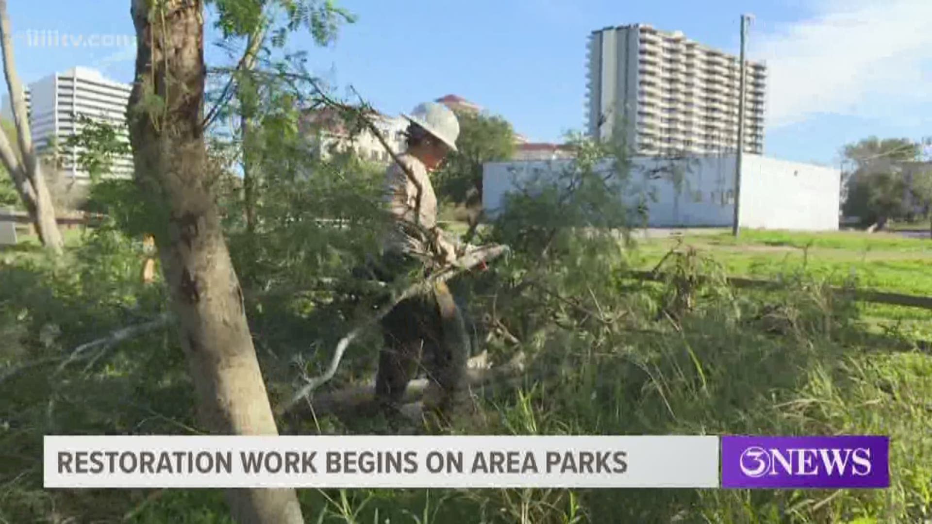 Work began Monday to restore the Hans and Pat Suter Wildlife Refuge Park and Blucher Park.