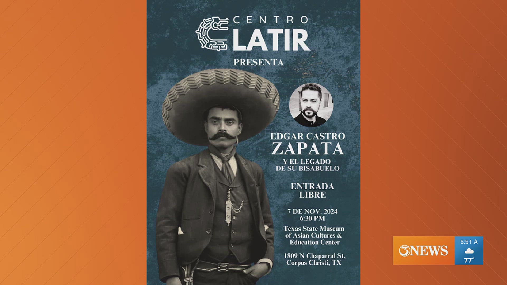 Edgar Zapata is the great grandson of Mexican Revolution General Emiliano Zapata. He will present his book in Corpus Christi on Thursday night.