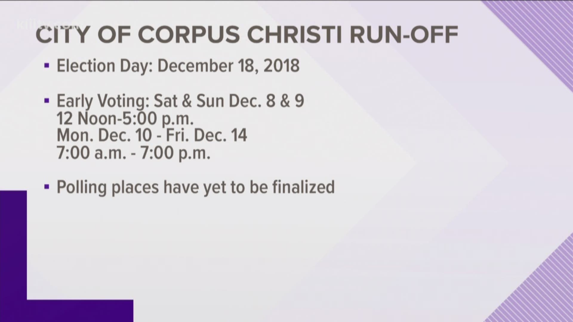 The City of Corpus Christi has officially set the date for five runoff elections to be held Dec. 13.