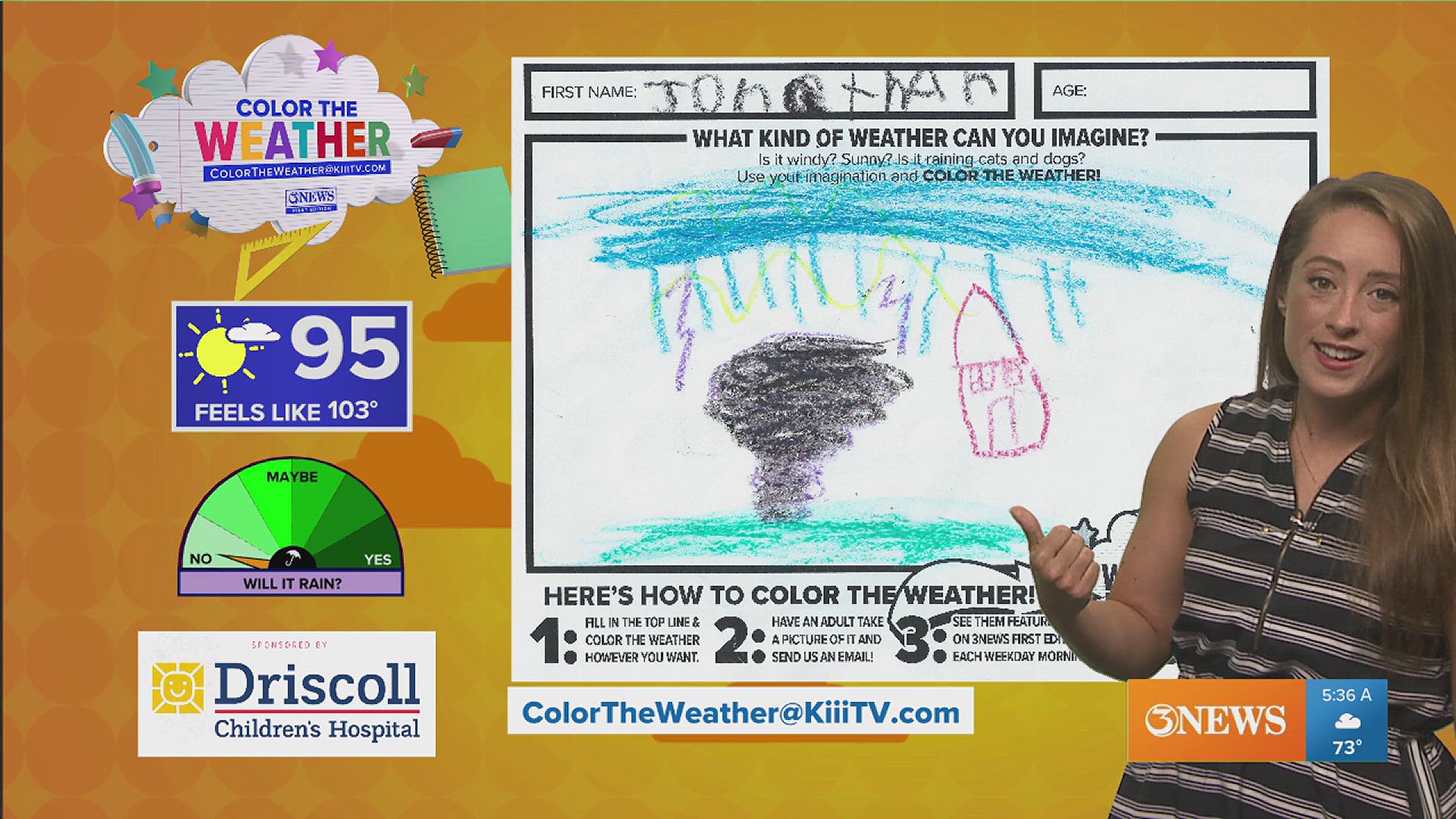 Grab your crayons for today's latest forecast with Carly!