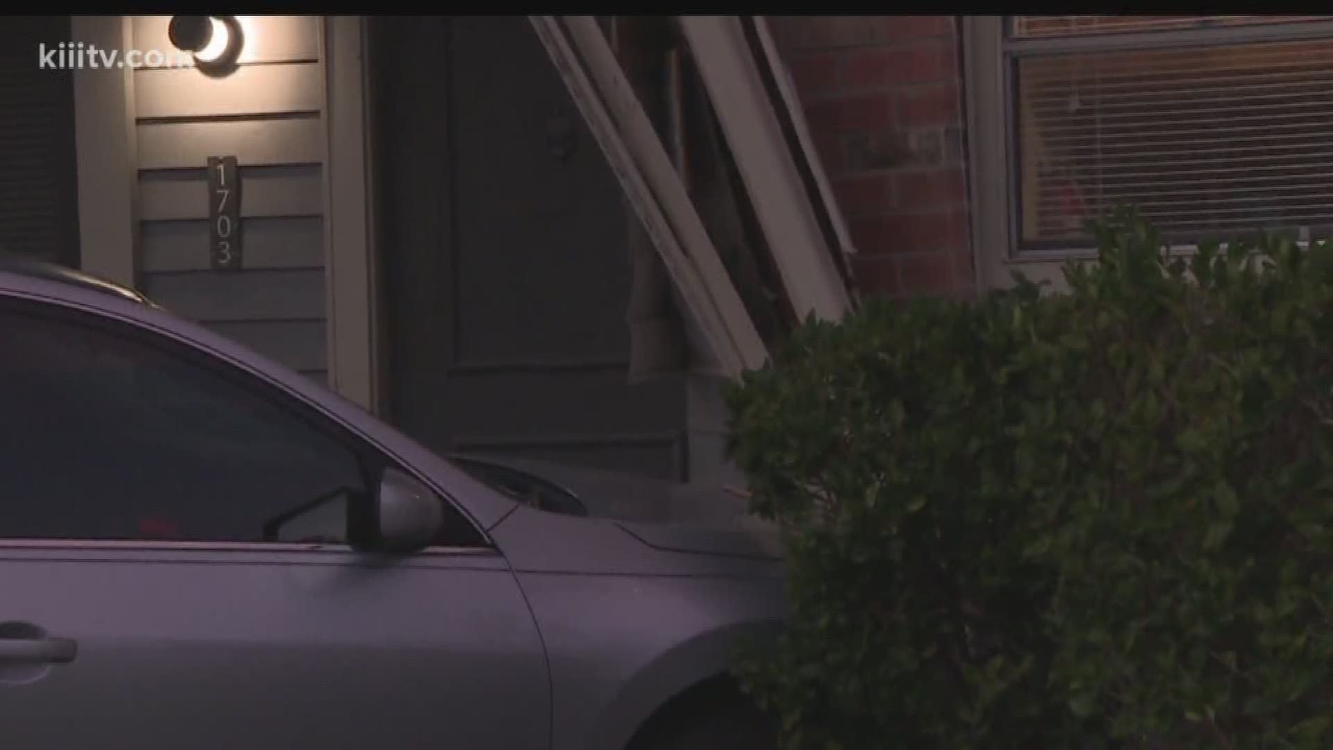 A woman was arrested Friday night after she crashed into an apartment complex on Everhart.