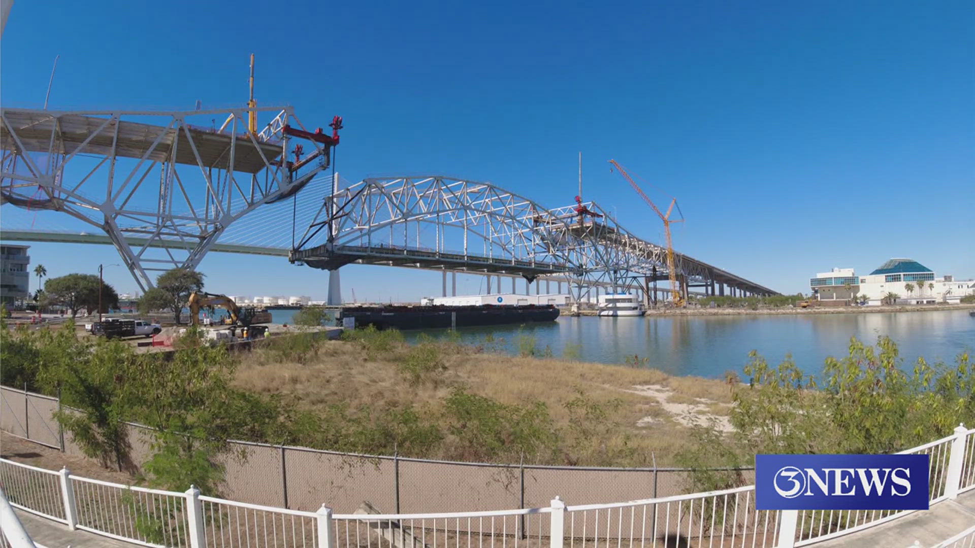 Springston Bridge Remove Old Harbor Bridge main span lowered into history | kiiitv.com