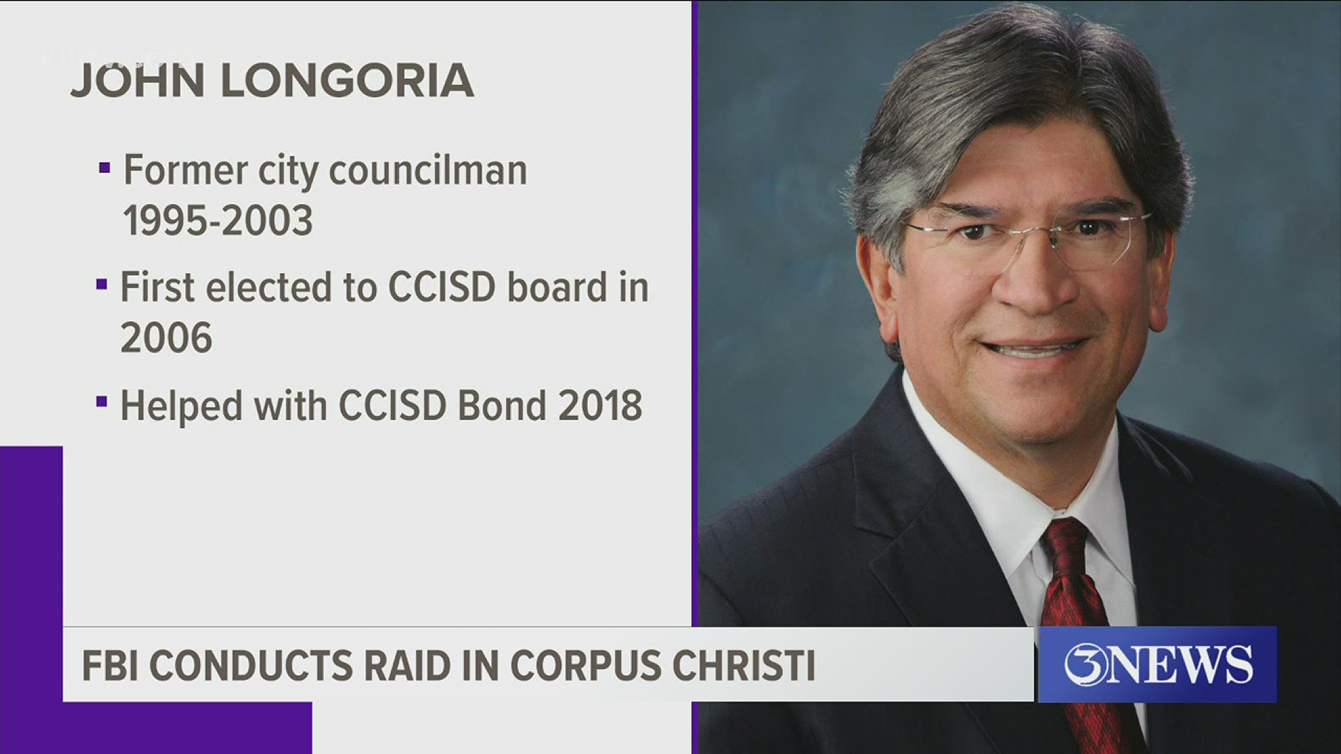 The member being asked to resign is CCISD board member John Longoria whose residence was raided by the FBI on Tuesday, November 10.