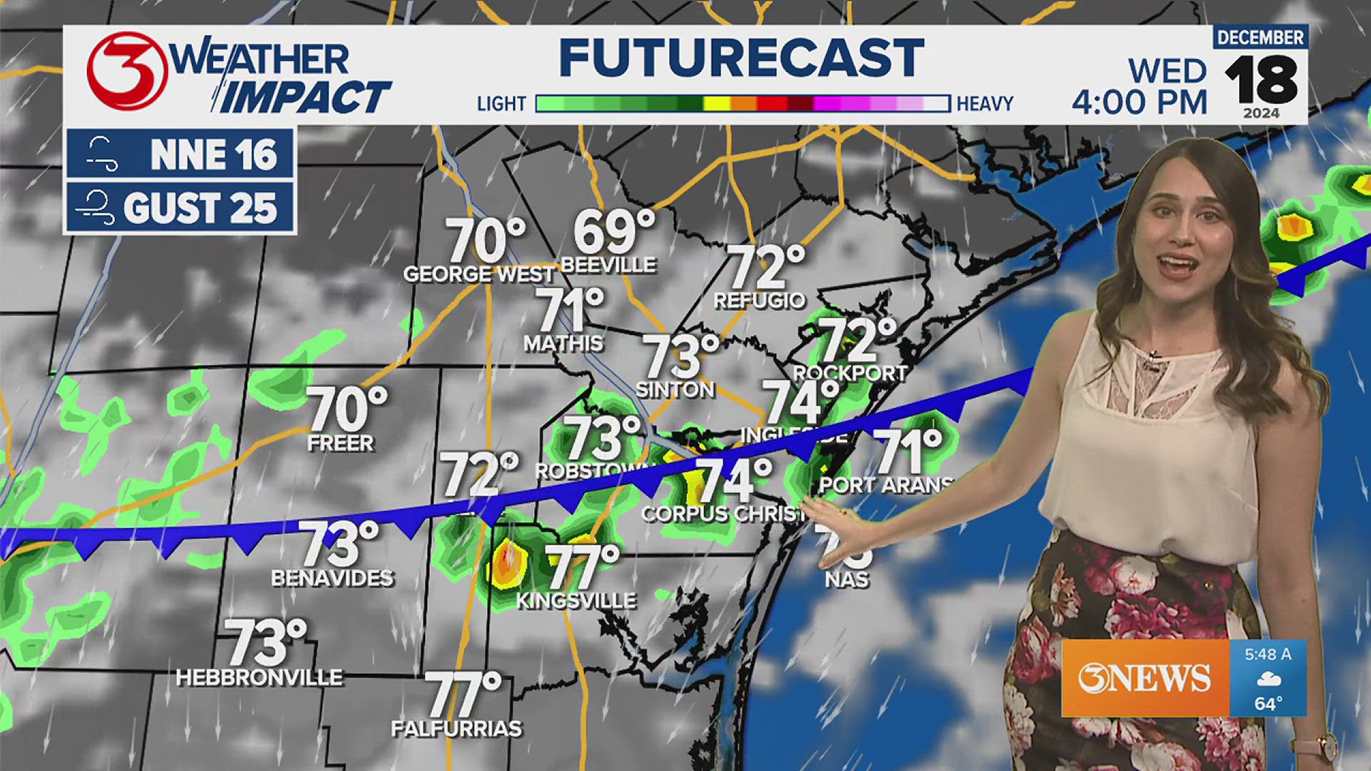 Temperatures return to seasonal values heading into the weekend. It looks like we'll see a warm-up heading into the Christmas holiday, with highs above-normal again.