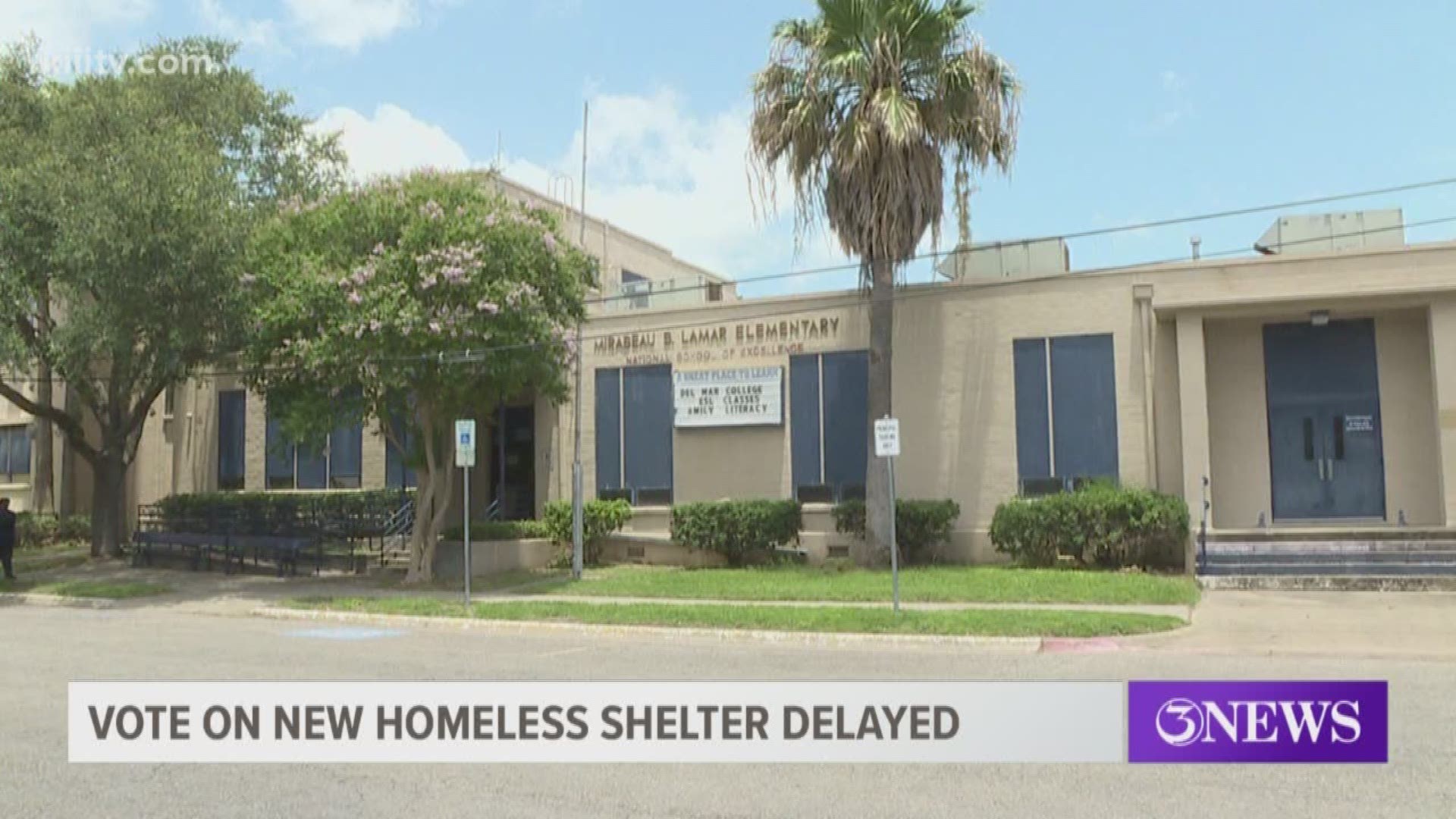 It will be a while longer before a rezoning application to turn the former Lamar Elementary School into a homeless shelter goes before Corpus Christi's city council