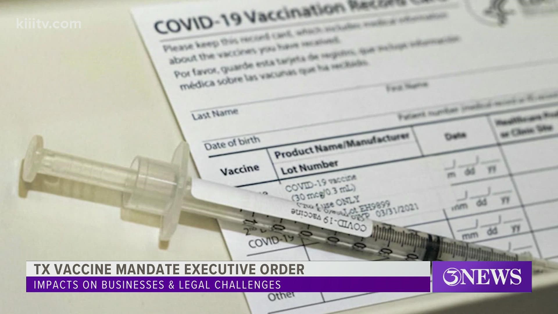 The latest executive order issued Monday by the governor bans vaccine mandates across the state.