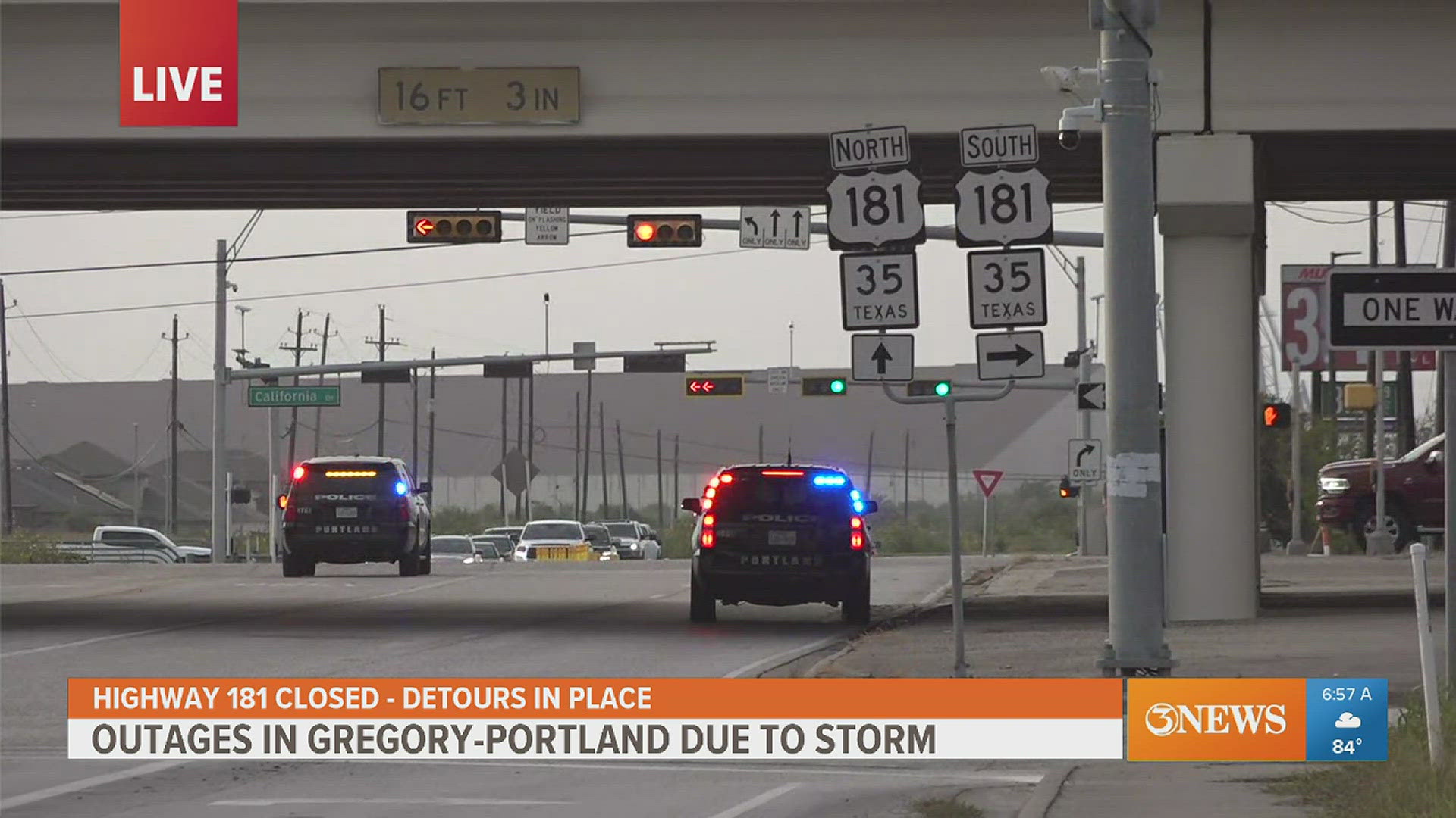 Lt. Ronnie Owen with Portland PD said that drivers can go around through Sinton or another route to get where they need to go, but US 181 will be closed for hours.