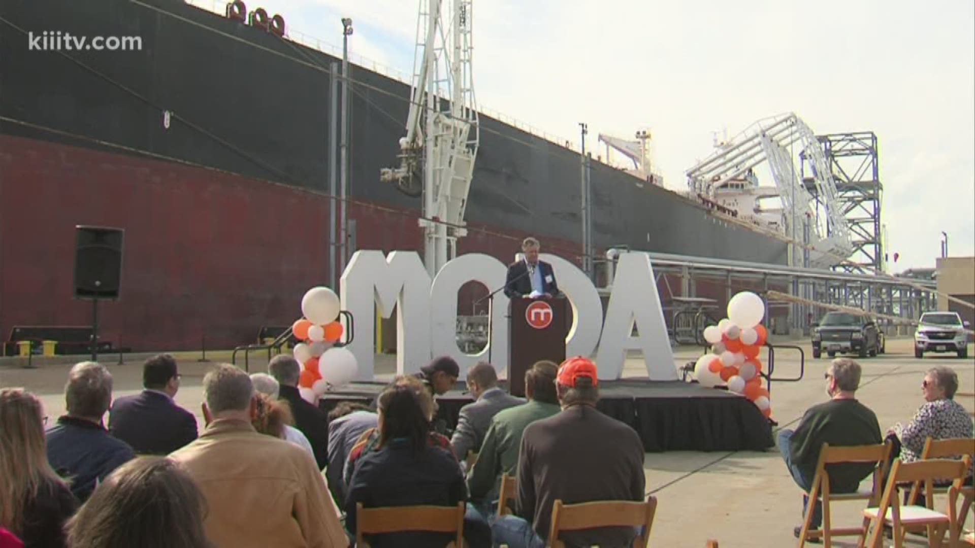 It was an important day for a company in Ingleside, Texas, as they christened the first oil terminal to handle very large crude carriers, or VLCC.