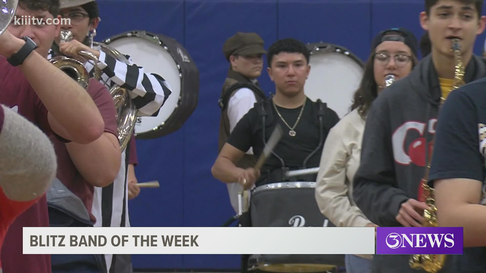 The Veterans Memorial Eagles beat out Flour Bluff in the online vote for the Blitz Band of the Week honor.