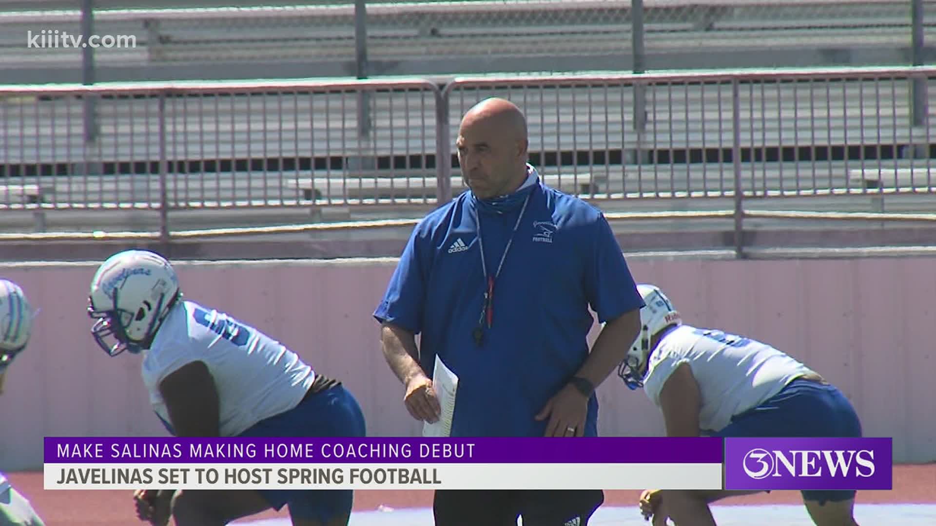 Texas A&M-Kingsville will host UT-Permian Basin Saturday, marking the home debut for Coach Mike Salinas, who was hired in December 2019.