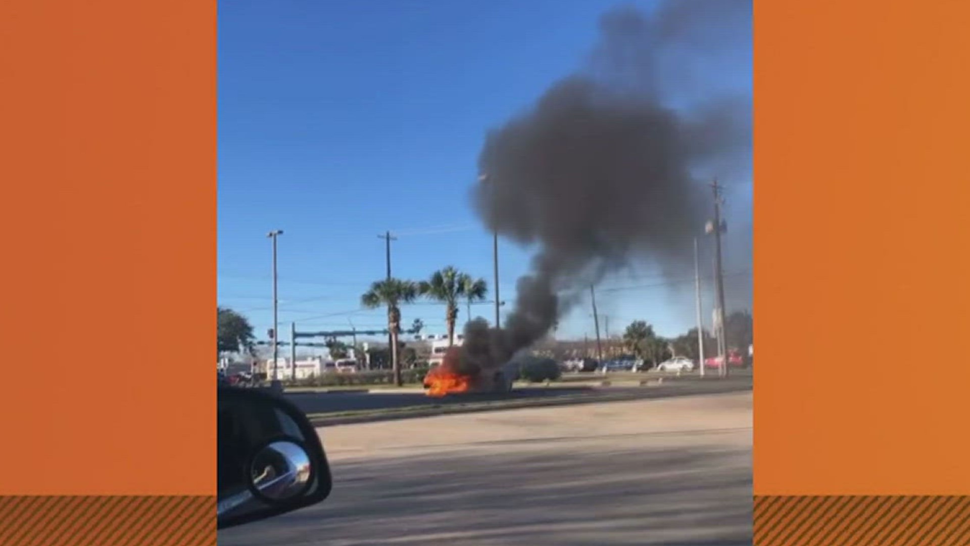 A 3NEWS viewer sent us a video that shows a Dodge Ram pickup truck fully engulfed in flames at the Walgreens on Staples and Saratoga.