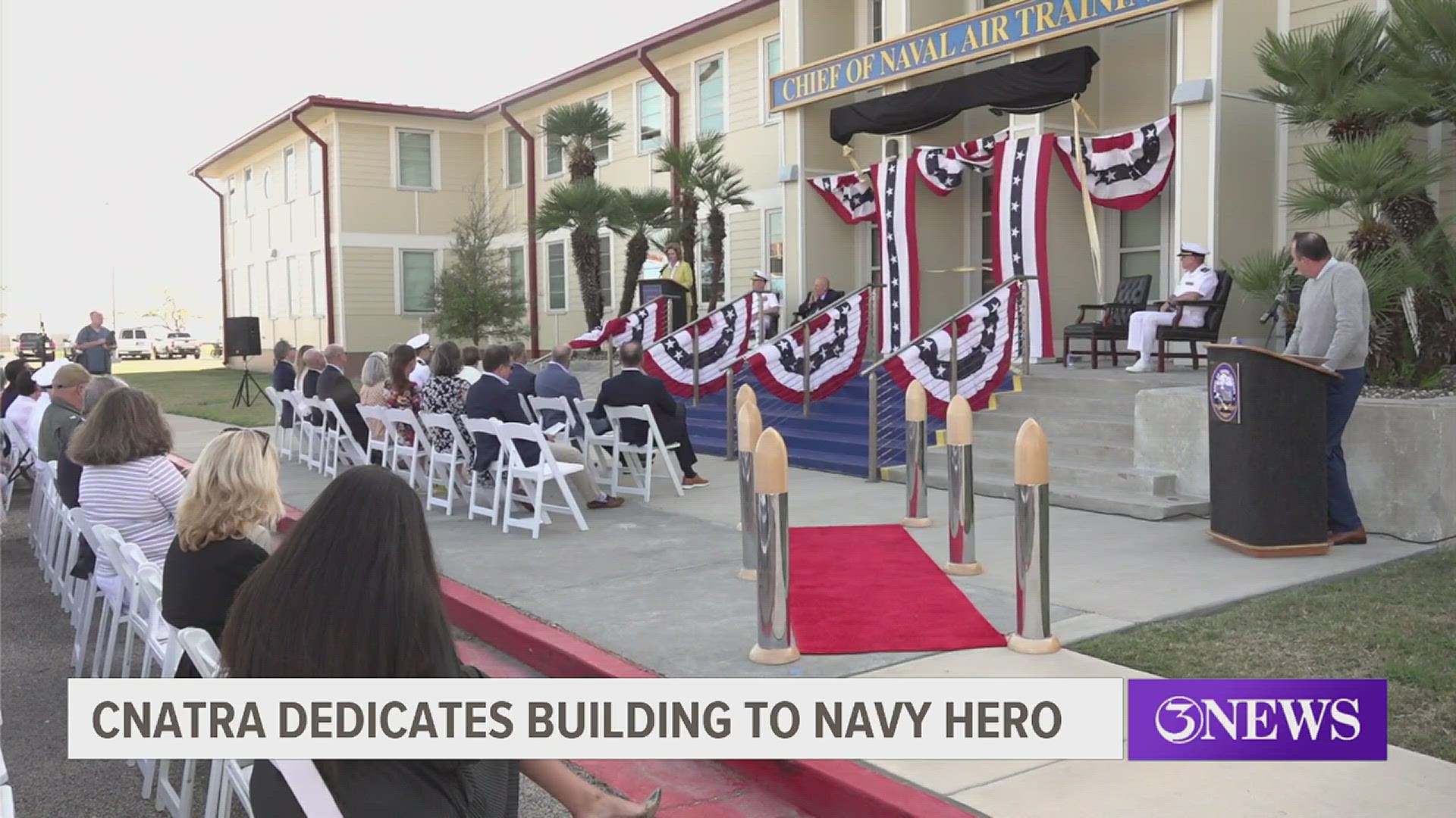 A building dedication ceremony took place at the Chief of Naval Air Training in Corpus Christi that honored the legacy of US Navy Vice Admiral James H. Flatley, Jr.